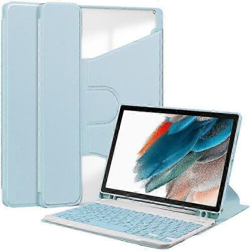 (Light blue) Funda con teclado Bluetooth para tablet Samsung Tab A8 10.5 X200 X205