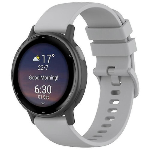 (Grey) Garmin Vivoactive 5 20mm Silicone Quick Release Watch Band 1