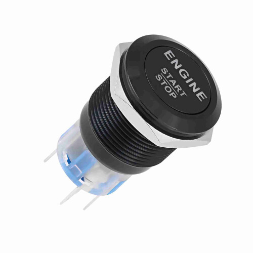 12V Car Engine Start Stop Switch LED White Light Black Zinc Alloy Auto Part 1