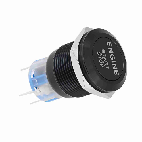 12V Car Engine Start Stop Switch LED White Light Black Zinc Alloy Auto Part 2