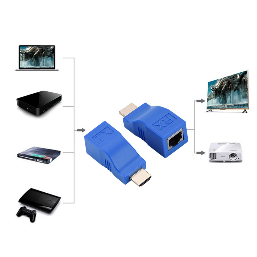 Hdmi Extender Adapter Rj45 Signal Amplifier 30M For 1080P Hdtv 8271392954154