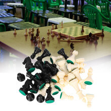 Complete Plastic Chessmen Set 32 Pieces Black & White, 64mm & 75mm