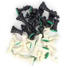 Complete International Plastic Chessmen Set Black & White 64mm & 75mm