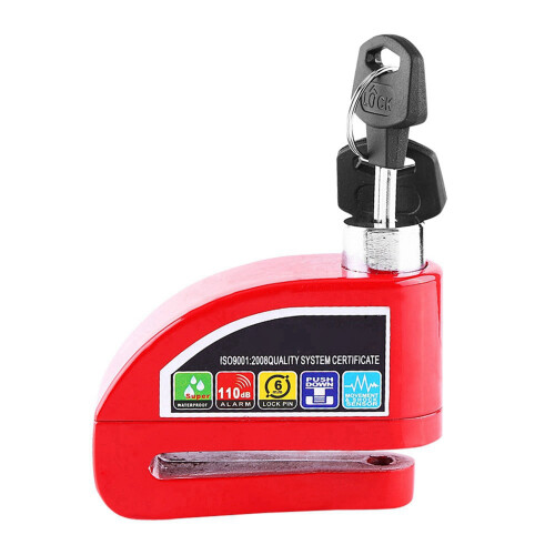 Secure Red Motorcycle Scooter Bicycle Disc Brake Lock with Alarm 2
