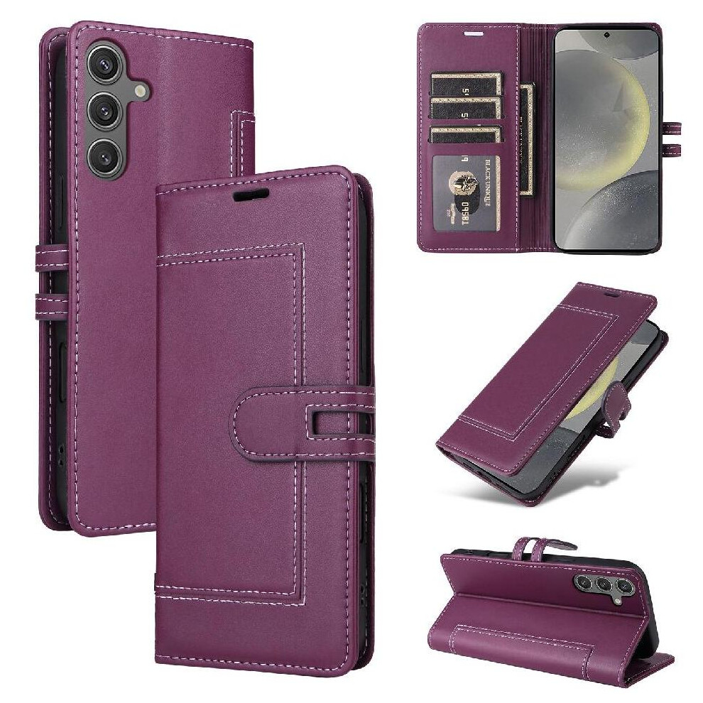 Flip Case For Samsung Galaxy S24 Plus Rfid Blocking Kickstand Card Slots Premium Pu Leather Magnetic Buckle Closure 764563334599