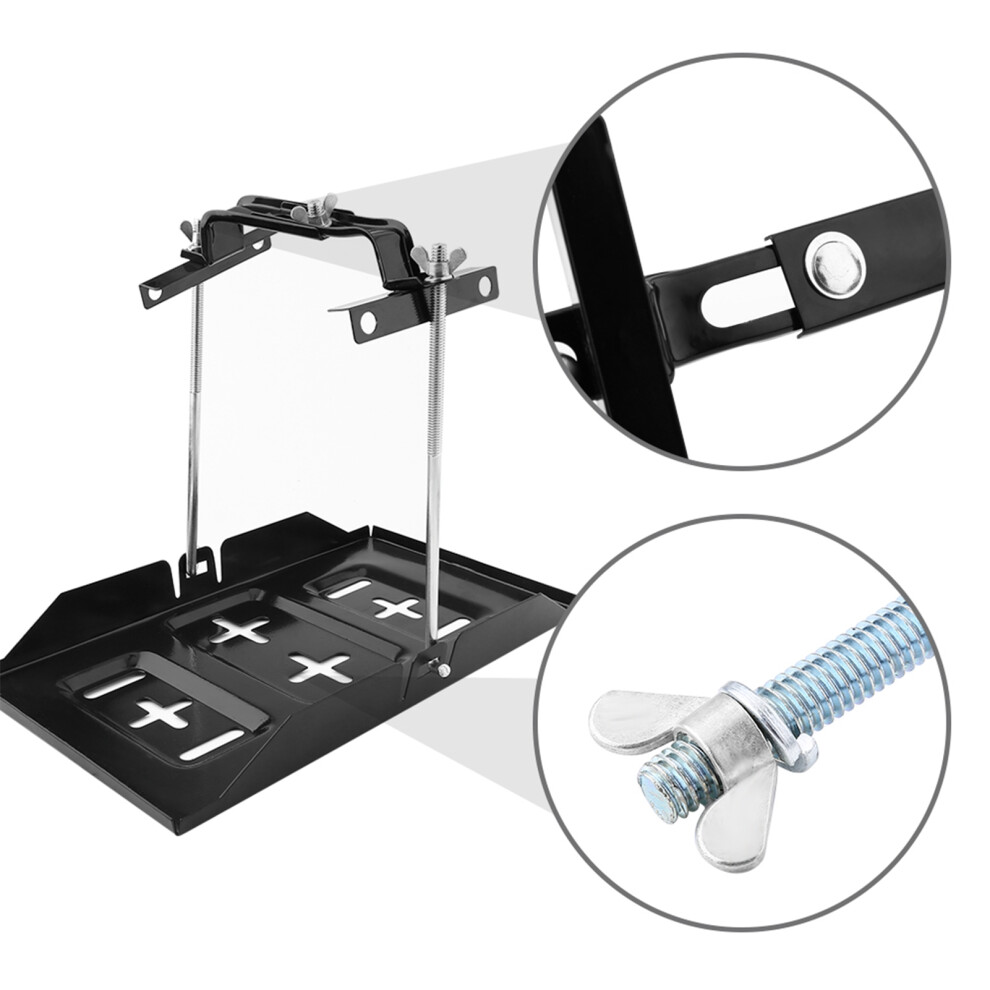 Universal Iron Car Battery Tray & Hold Down Clamp Kit, Adjust 135-190Mm 4971392956410