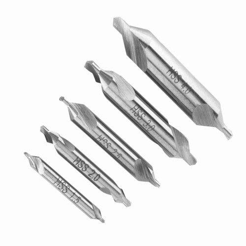 Steel Center Drill Bits Set 5pcs 60 Angle Precise Durable 1.5/2/2.5/3/4mm