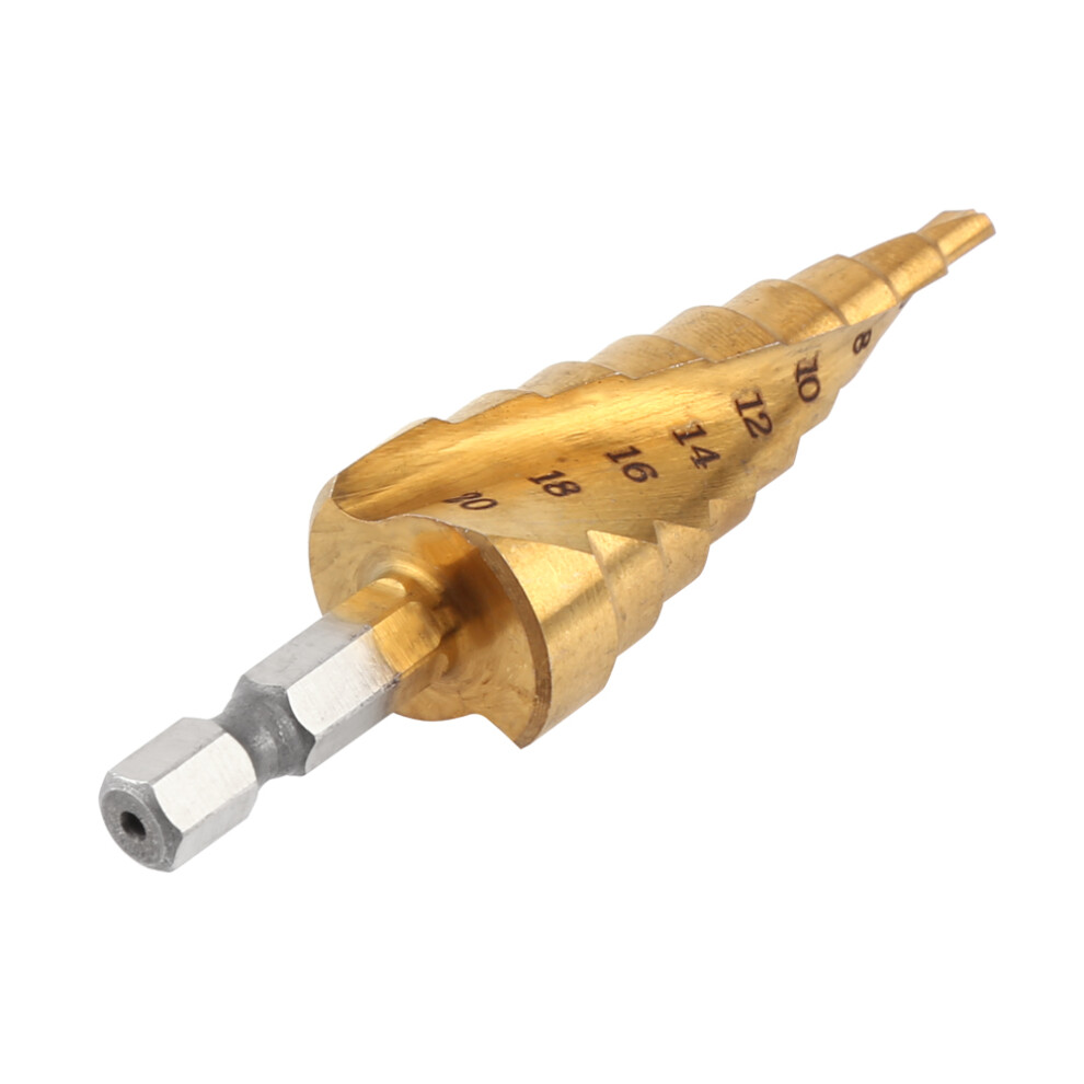Step Drill Bit Titanium Coated 4-20Mm High Speed Steel Spiral Flute Hex Shank 4661392958421