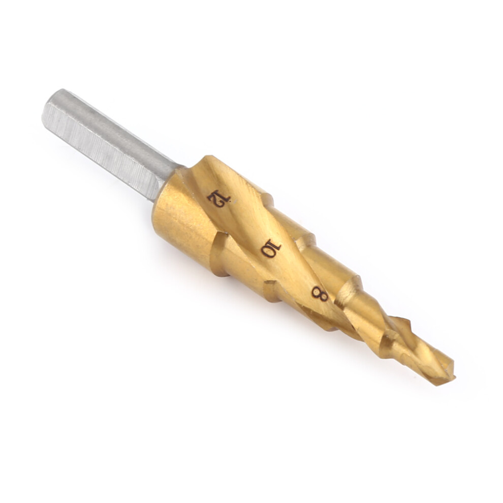 Hss Step Drill Bit 4Mm-12Mm Spiral Flute Triangular Shank Durable Steel Tool 8411392958404