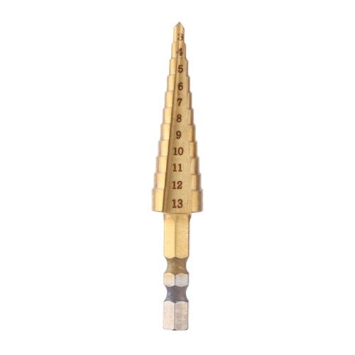 High Speed Steel Titanium Coated Step Drill Bit 3-13mm Hex Shank 1