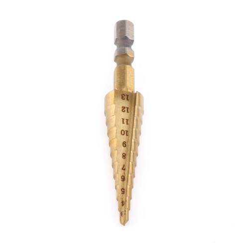 High Speed Steel Titanium Coated Step Drill Bit 3-13mm Hex Shank 2