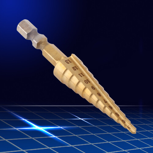 High Speed Steel Titanium Coated Step Drill Bit 3-13mm Hex Shank
