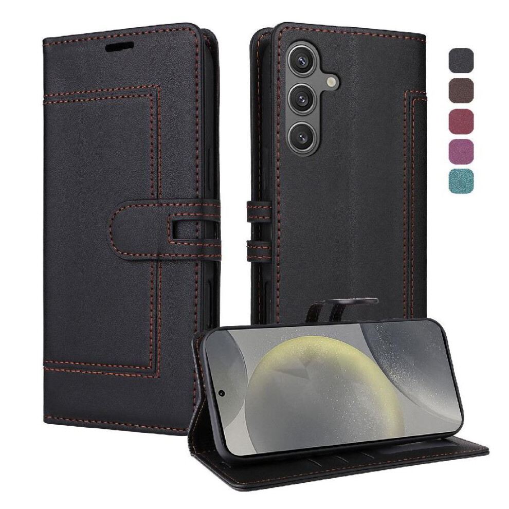 Flip Case For Samsung Galaxy S24 Magnetic Buckle Closure Premium Pu Leather Kickstand Rfid Blocking Card Slots 764563334674