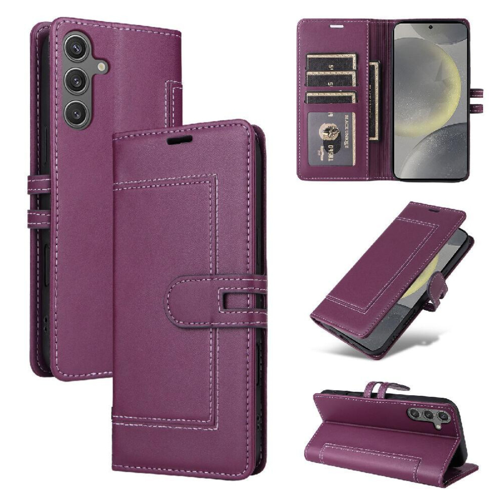 Flip Case For Samsung Galaxy S24 Magnetic Buckle Closure Premium Pu Leather Kickstand Rfid Blocking Card Slots 764563334643