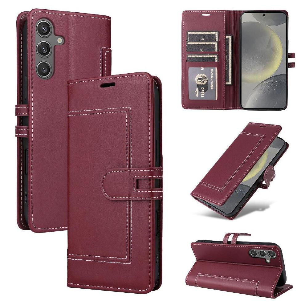 Flip Case For Samsung Galaxy S24 Magnetic Buckle Closure Premium Pu Leather Kickstand Rfid Blocking Card Slots 764563334650
