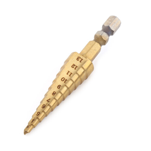 High Speed Steel Titanium Coated Step Drill Bit 3-13mm Hex Shank