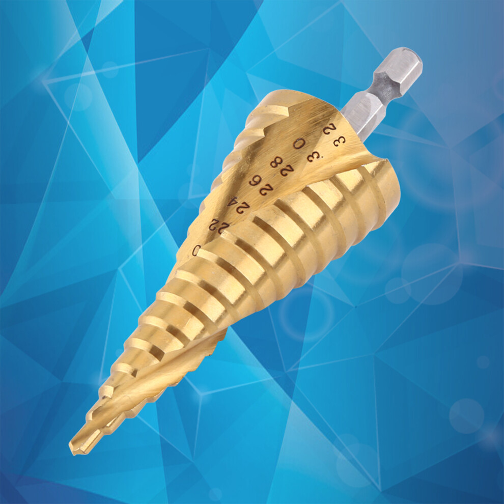 Hex Shank Step Drill Bit 4-32Mm Titanium Coated Spiral Flute High Speed Steel 9441392958431