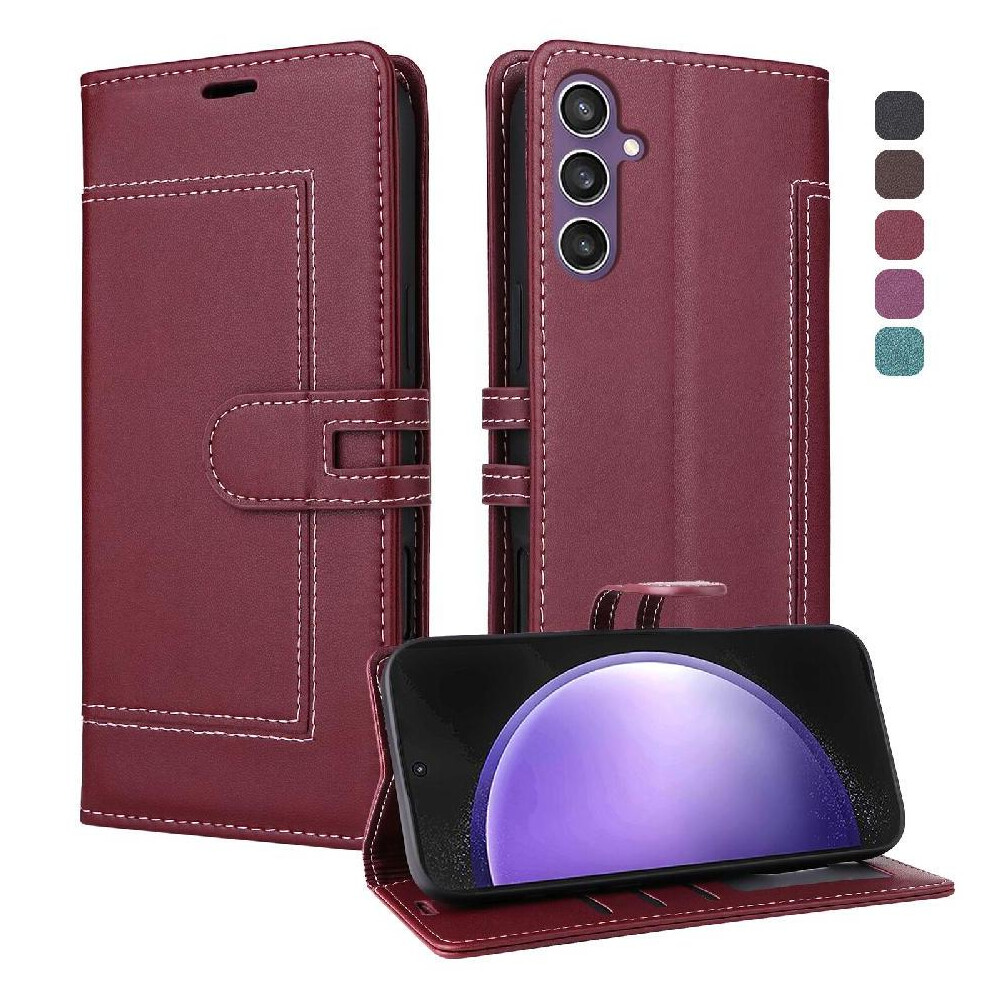 Flip Case For Samsung Galaxy S24 Fe Kickstand Card Slots Premium Pu Leather Magnetic Buckle Closure Rfid Blocking 764563334704