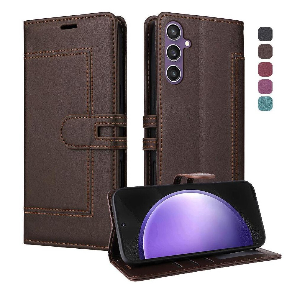 Flip Case For Samsung Galaxy S24 Fe Kickstand Card Slots Premium Pu Leather Magnetic Buckle Closure Rfid Blocking 764563334711