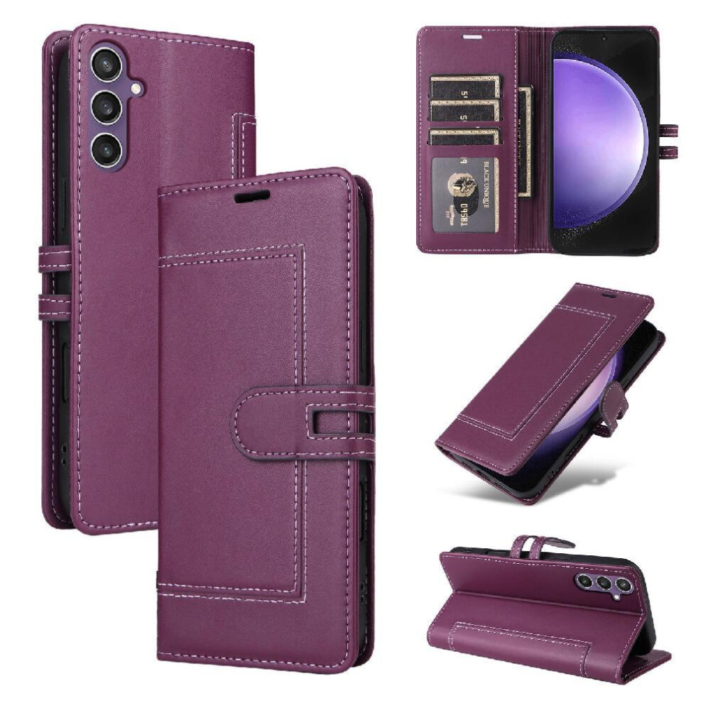 Flip Case For Samsung Galaxy S24 Fe Kickstand Card Slots Premium Pu Leather Magnetic Buckle Closure Rfid Blocking 764563334698