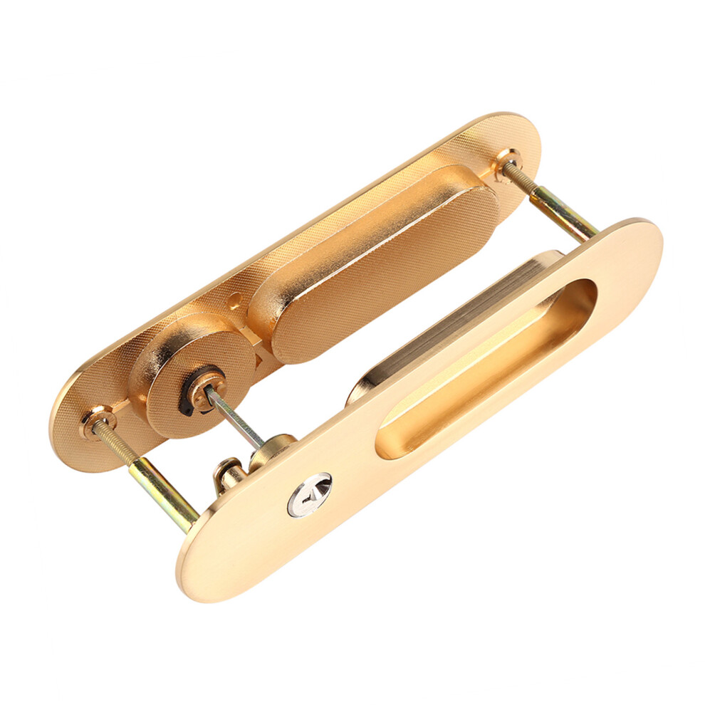 Gold Sliding Barn Door Lock Handle Set With Keys Anti-Theft Zinc Alloy Hardware 8361392961563