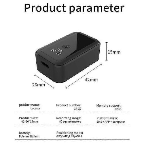 GF22 GPS Tracker Παγκόσμια Συσκευή Παρακολούθησης Χρόνου Θέσης Αντι-Χαμένος Αντι 1