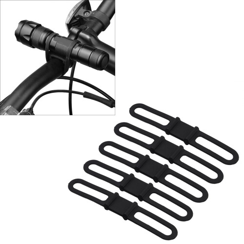 5-Piece Silicone Bicycle Strap Set for Mobile, Water Bottle, 14cm Black 1