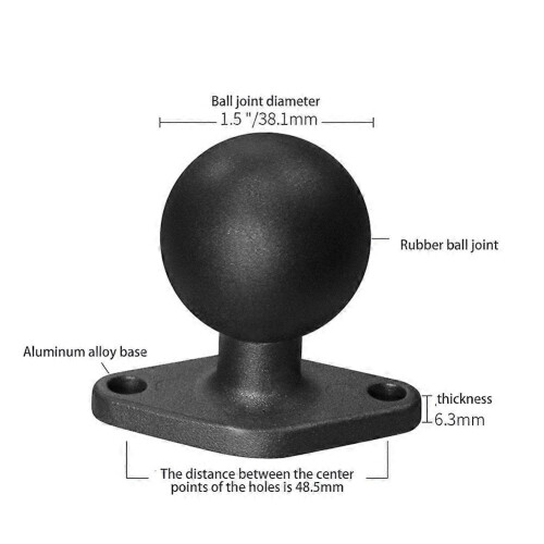 Base de montagem em losango em alumínio com base de 1,5 polegadas com cabeça esférica de borracha para dispositivos de navegação RAM 1