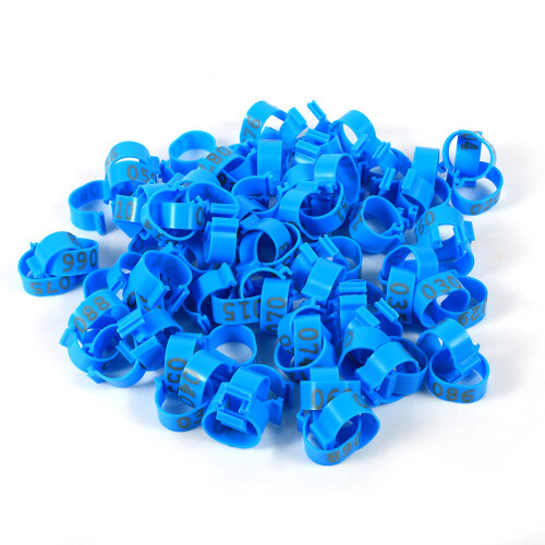 100PCS Blue Plastic Poultry Leg Rings 16MM Numbered Breeding Bands 1