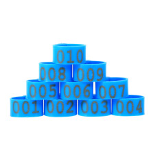 100PCS Poultry Leg Rings 16MM Numbered Plastic, Blue & 5 Colors