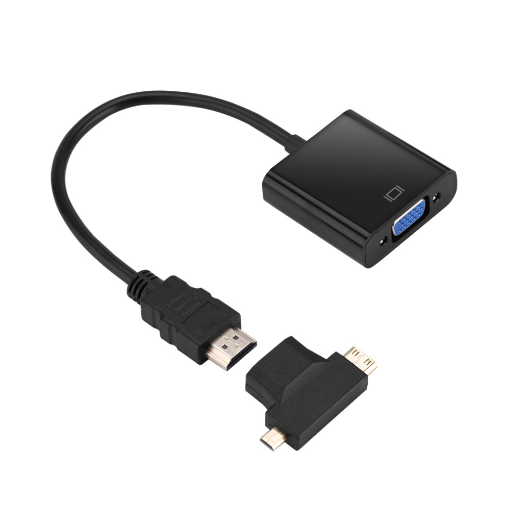 Hdmi To Vga Adapter With Audio Cable Black 7790334330050