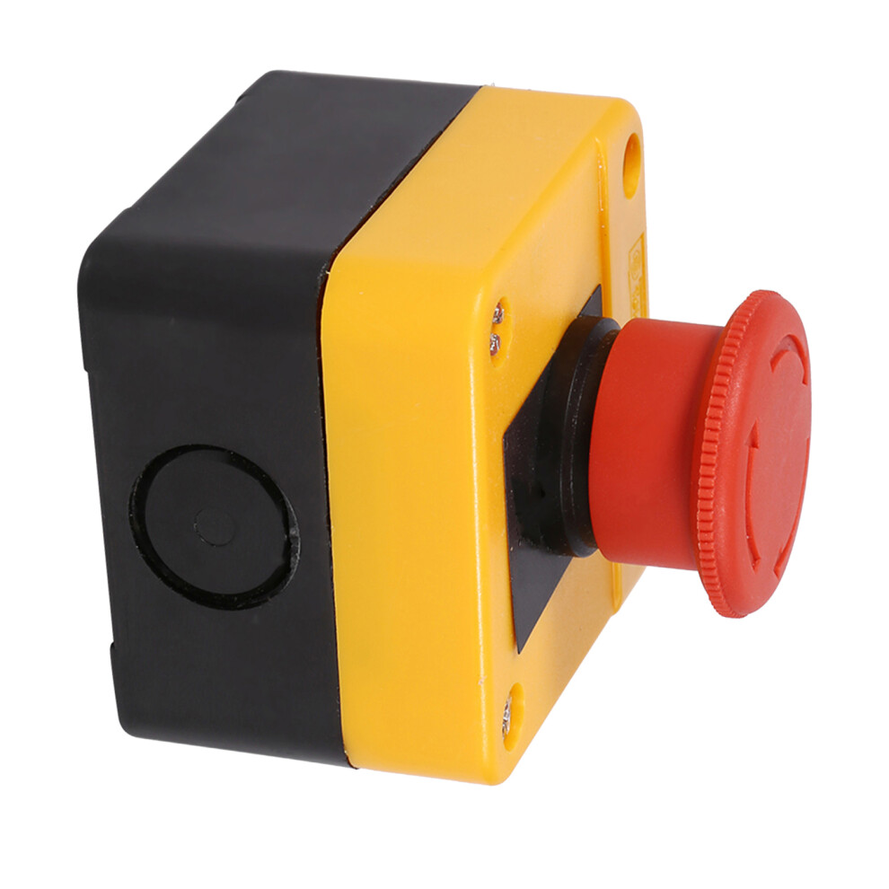 660V 10A Emergency Stop Push Button Switch Red Mushroom Type Plastic Enclosure 7621392967721