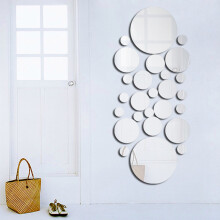Acrylic Polka Dot Wall Decals 26pcs Mirror Stickers for Home & Party Room Decor