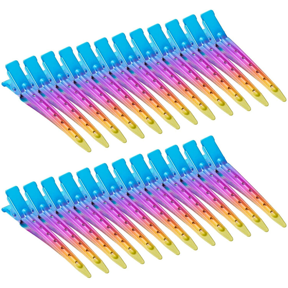 Unisex Silver Kinzon 24 Packs Duck Bill Clips, Bantoye 3.5 Inches Rustproof Metal Alligator Curl Clips With Holes For Hair Styling, Hair Coloring,