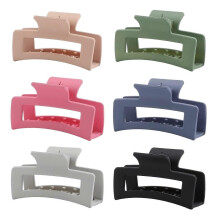 KinZon 6-Pack quadratische Krallenclips für Frauen und Mädchen, 3,5" mittlere rutschfeste rechteckige Matte Claws Strong Jumbo Haarstyling-A