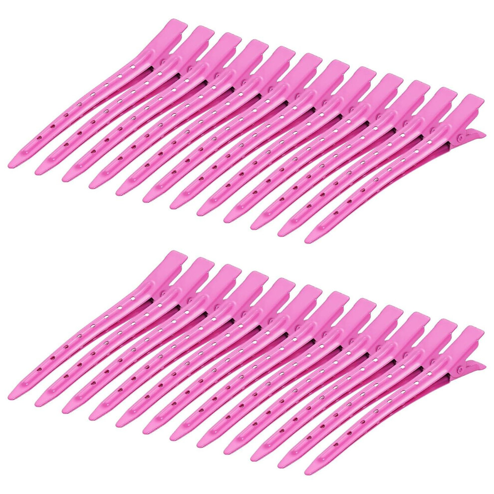 Unisex Silver Kinzon 24 Packs Duck Bill Clips, Bantoye 3.5 Inches Rustproof Metal Alligator Curl Clips With Holes For Hair Styling, Hair Coloring,