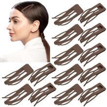 KinZon 24 Teile Doppelgriff-Haarspangen, Metall-Snap-Haarspangen, Damenhaarspangen zum Haarmachen, Salon Zubehör (Schwarz, 5 cm)