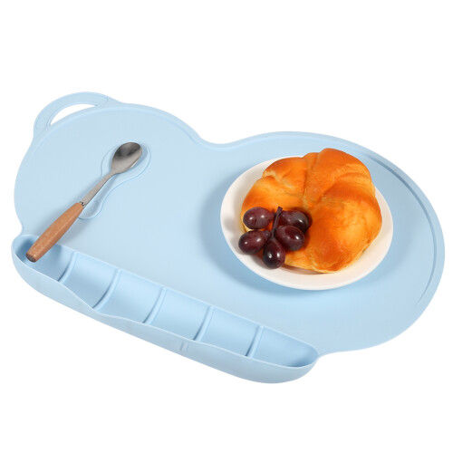 Light Blue Silicone Baby Placemat with Foldable 2