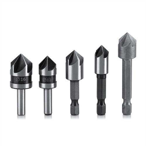 5pcs High Speed Steel Countersink Drill Set for Woodworking, 82 Chamfer 1