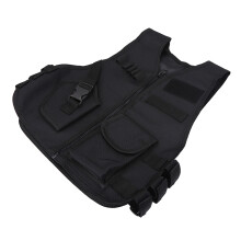 Kids Tactical Vest Black S-L Adjustable, Durable 600D Oxford
