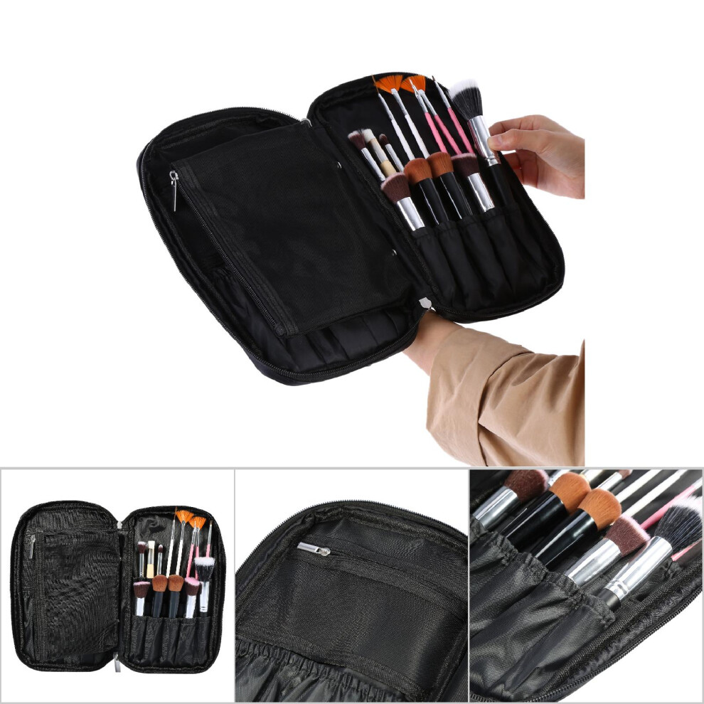 Black Portable Makeup Brush Storage Bag Cosmetics Handbag Toiletry Pouch