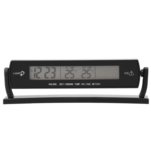 High Accuracy Car Voltmeter & Thermometer - LCD Display, 15.5x4.6x2.1cm 2