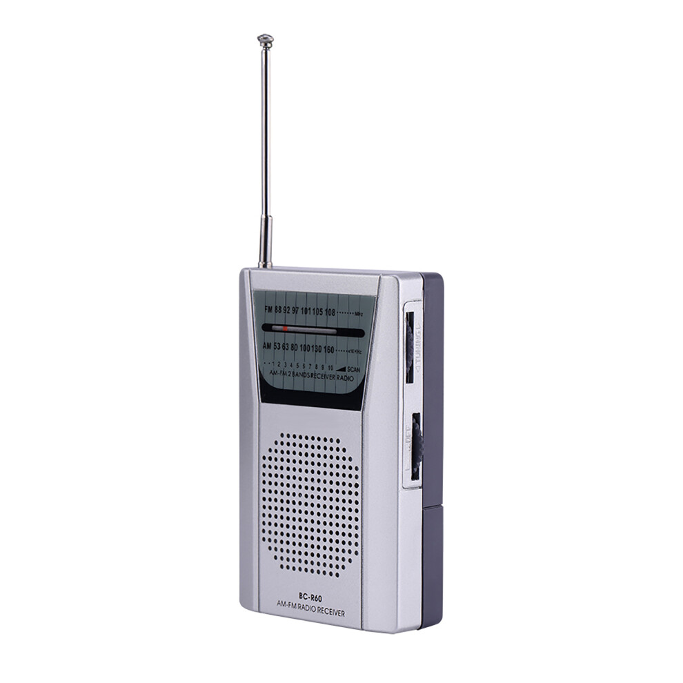 Portable Mini Fm/Am Radio Receiver With Built-In Speaker, Silver 8771392980707