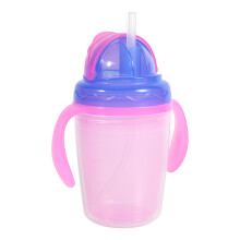 Colorful 230ml Baby Straw Bottle with Double Handles – Pink, Blue, Green, Orange