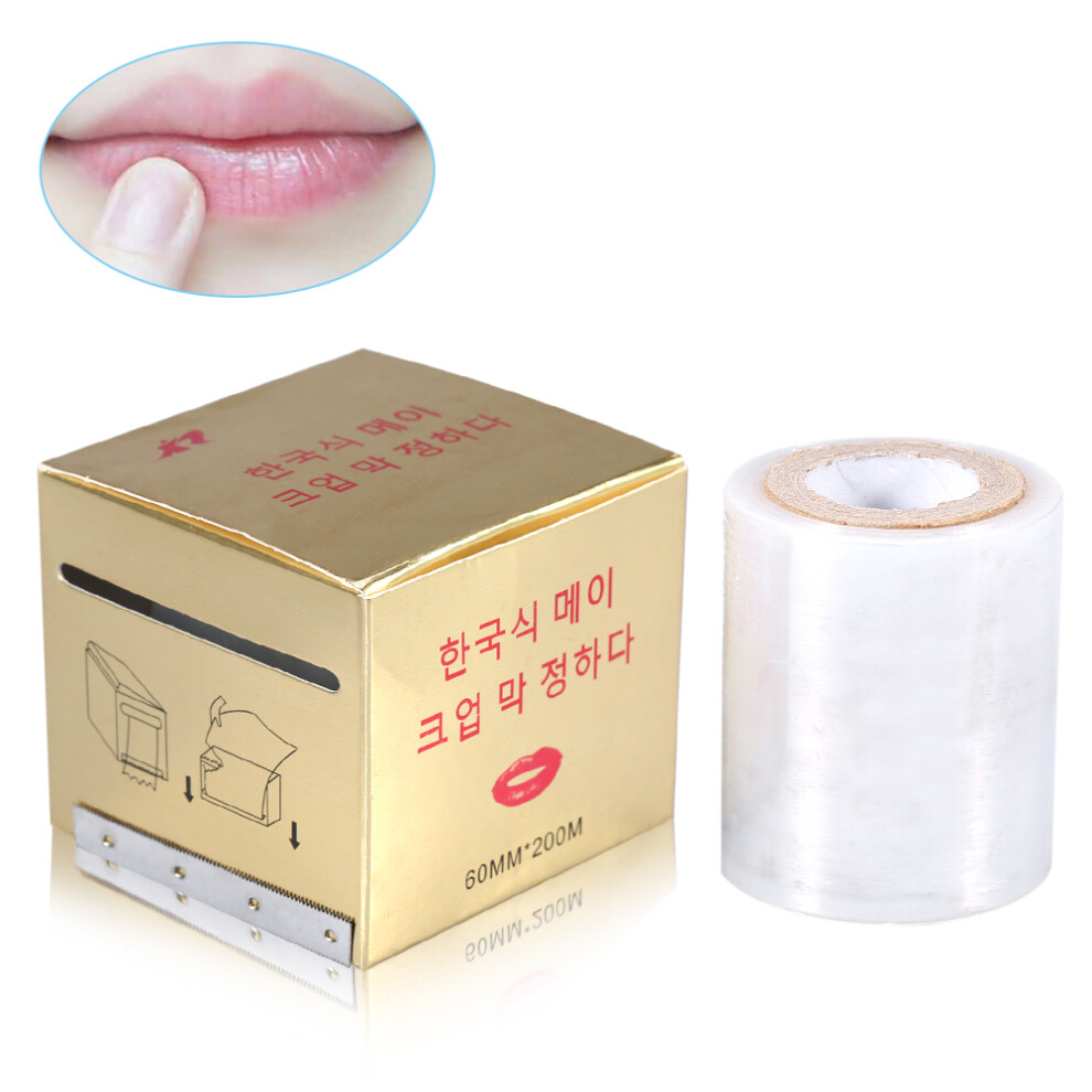 Lip Tattoo Wrap Roll 200m x 60mm Plastic Barrier Film with Cutter