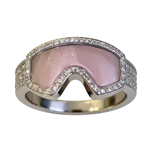 Snow Goggles Shape Adjustable Finger Rings Sparkling-White 1
