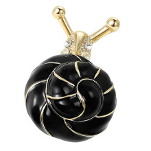 Broche d'escargot artisanale en émail goutte à goutte-Noir