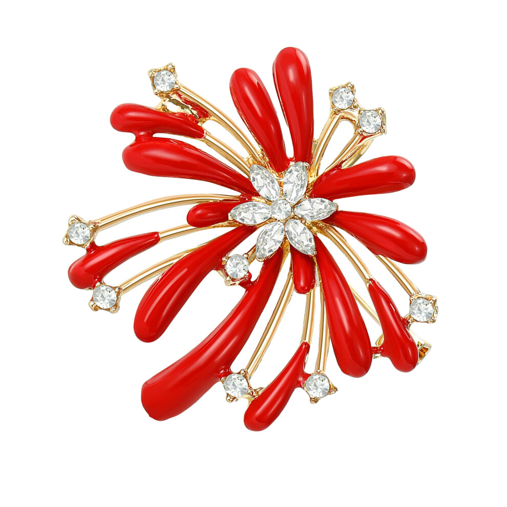 Red Stylish Pyrotechnics Brooch Featuring Glittering