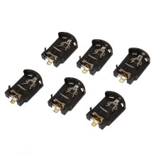 6PCS Braunes Kunststoffgehäuse CR2032 Knopfzellen-Batteriefassungshalterhülle