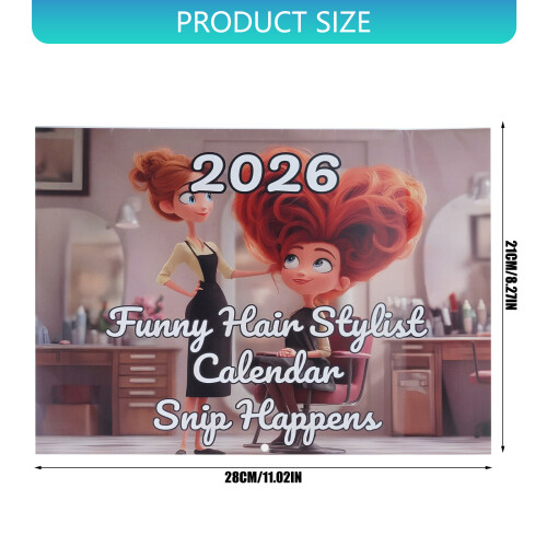 2026 lustiger Stylisten-Kalender, Doppelspulenbindung, 1
